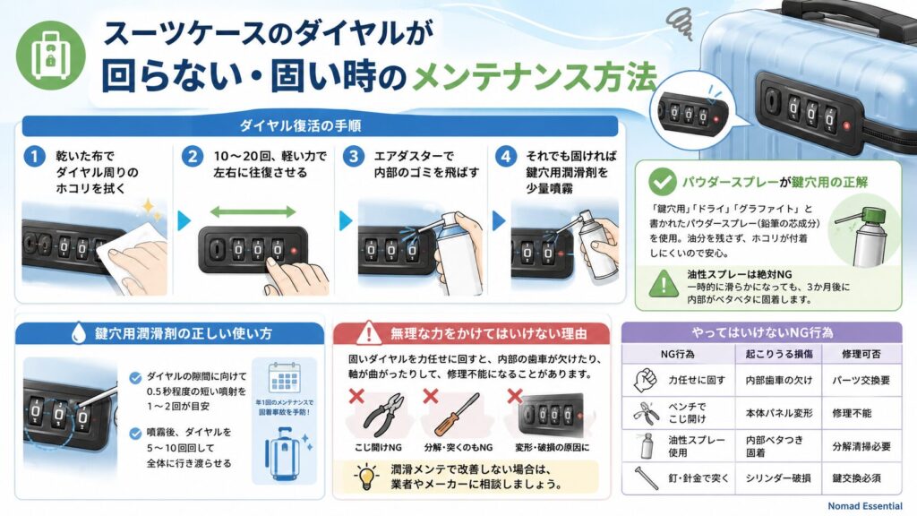 ダイヤルが回らない・固い時のメンテナンス方法