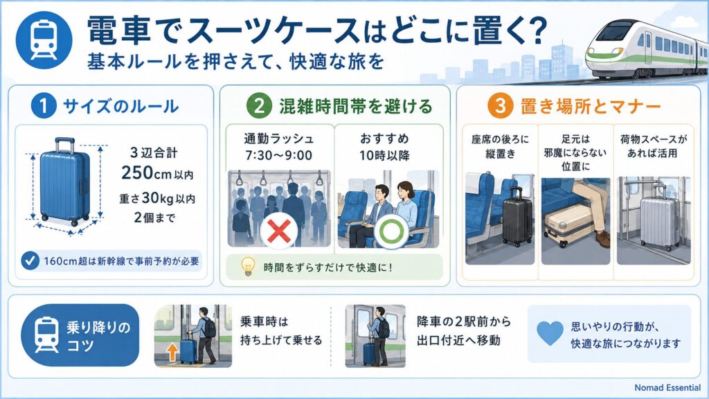 電車でスーツケースを持ち込むときの基本ルール