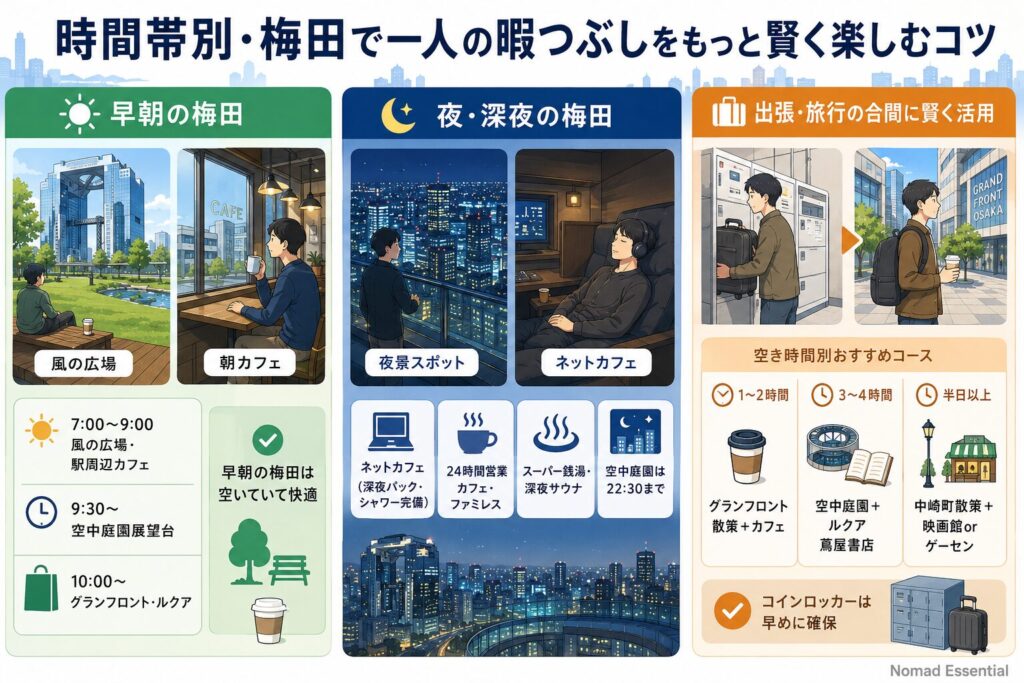 時間帯別・梅田で一人の暇つぶしをもっと賢く楽しむコツ