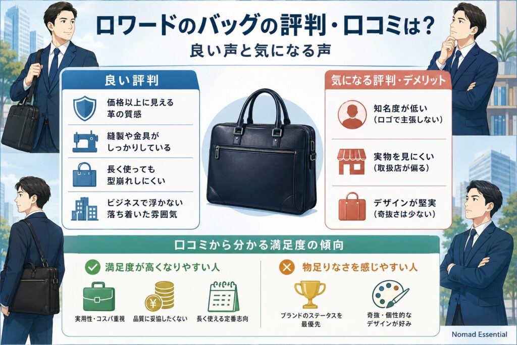 ロワードのバッグの評判・口コミは?良い声と気になる声