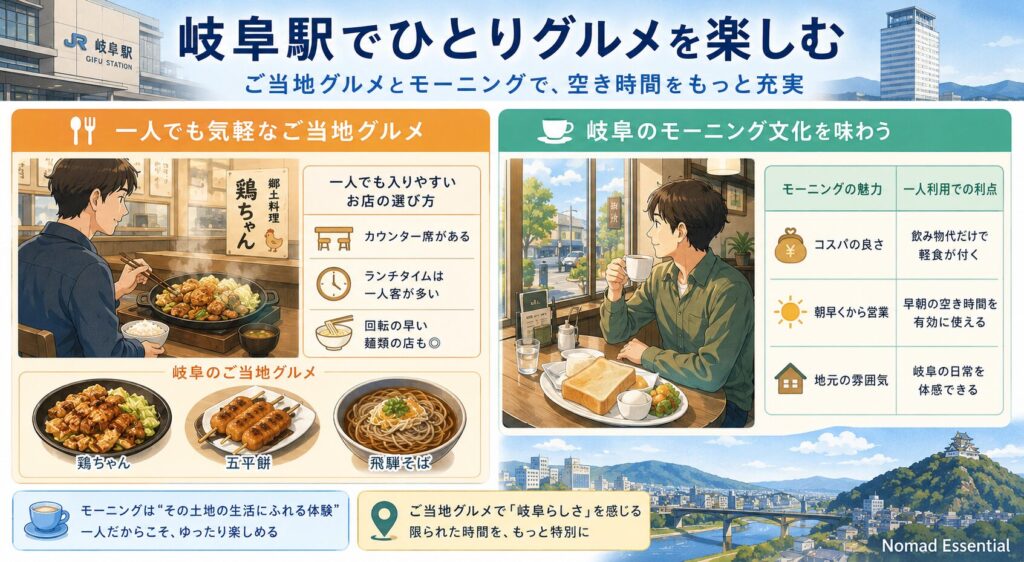 岐阜駅でひとりグルメを楽しむ