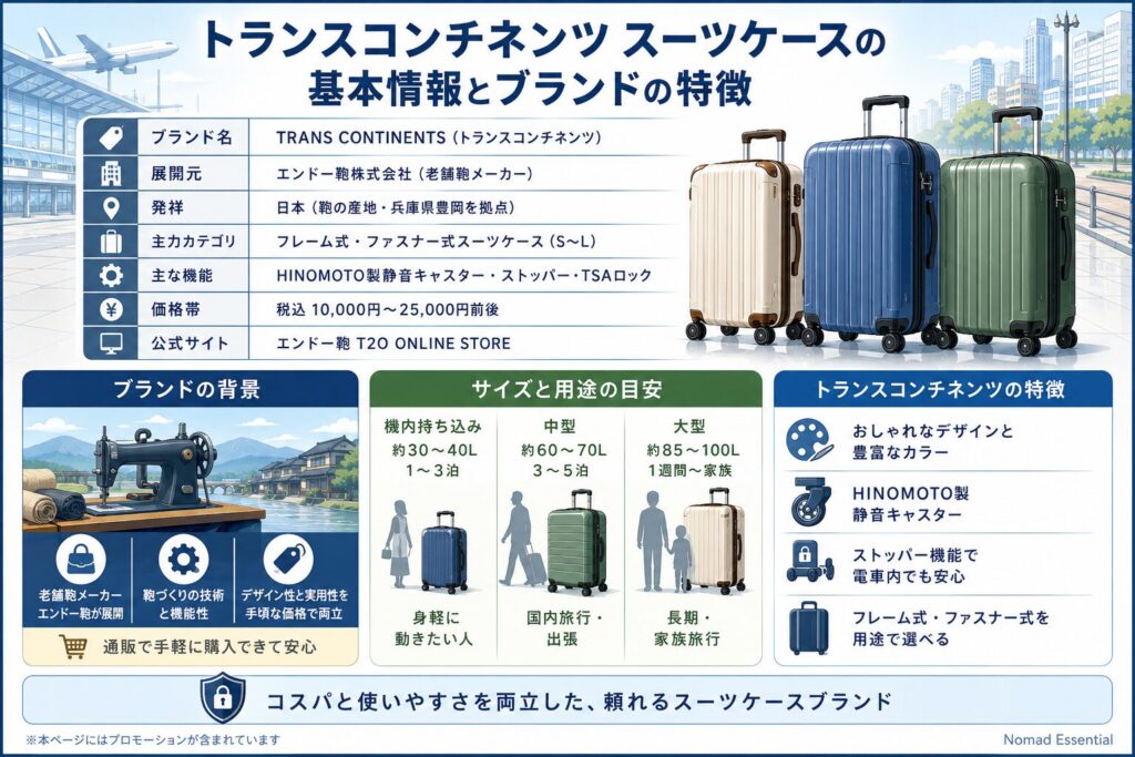 トランスコンチネンツ スーツケースの基本情報とブランドの特徴