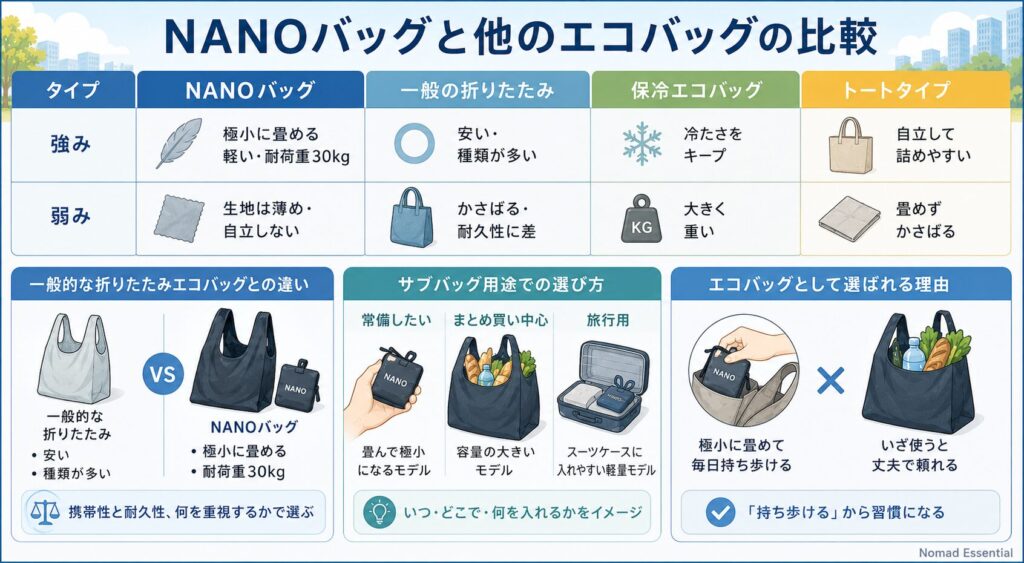 NANOバッグと他のエコバッグの比較