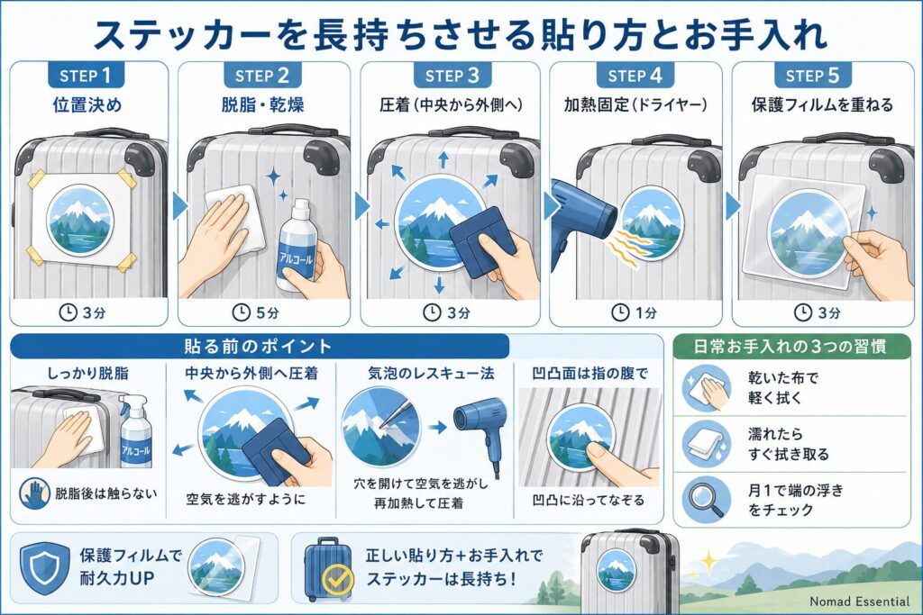 ステッカーを長持ちさせる貼り方とお手入れ