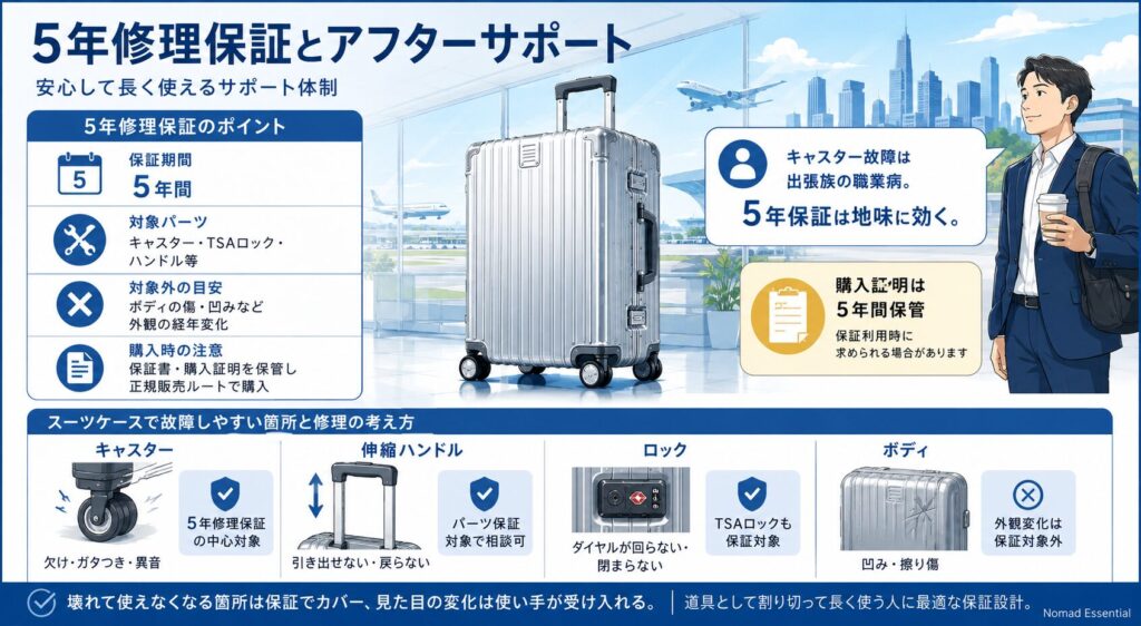 5年修理保証とアフターサポートの内容