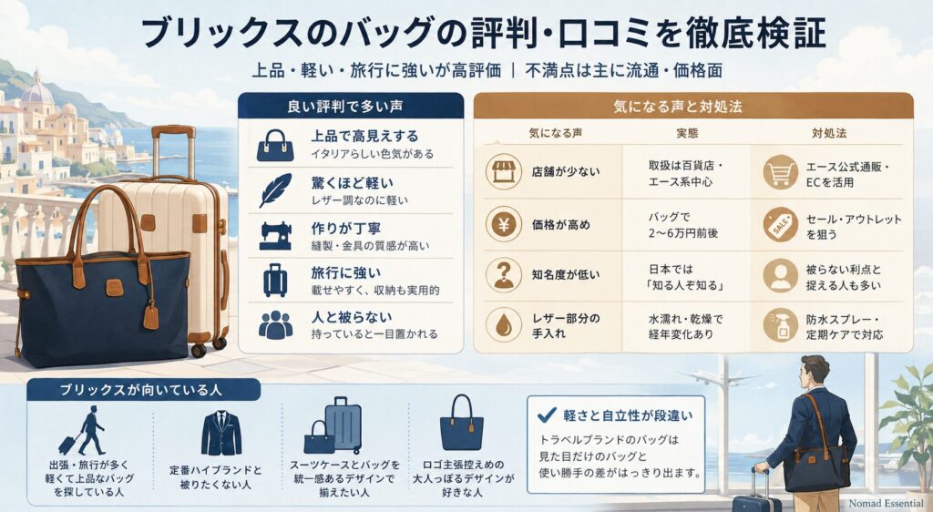 ブリックスのバッグの評判・口コミを徹底検証