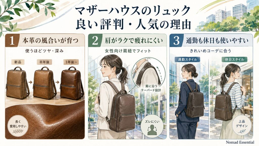 マザーハウスのリュックの良い評判・人気の理由
