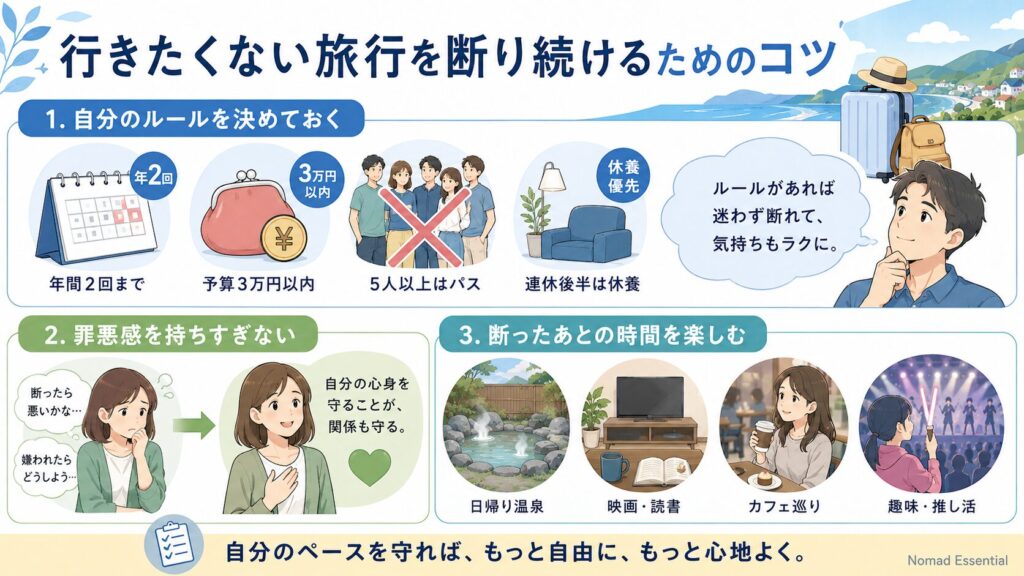 行きたくない旅行を断り続けるためのコツ