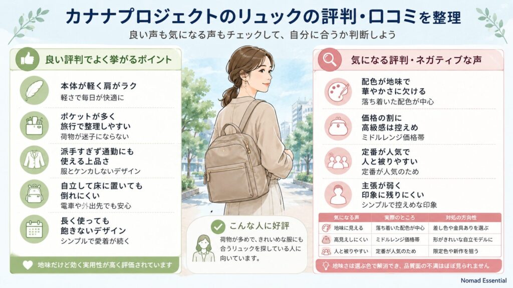 カナナプロジェクトのリュックの評判・口コミを整理