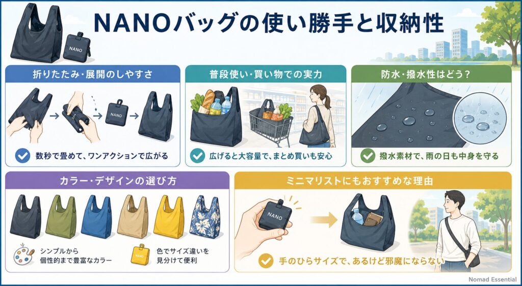 NANOバッグの使い勝手と収納性