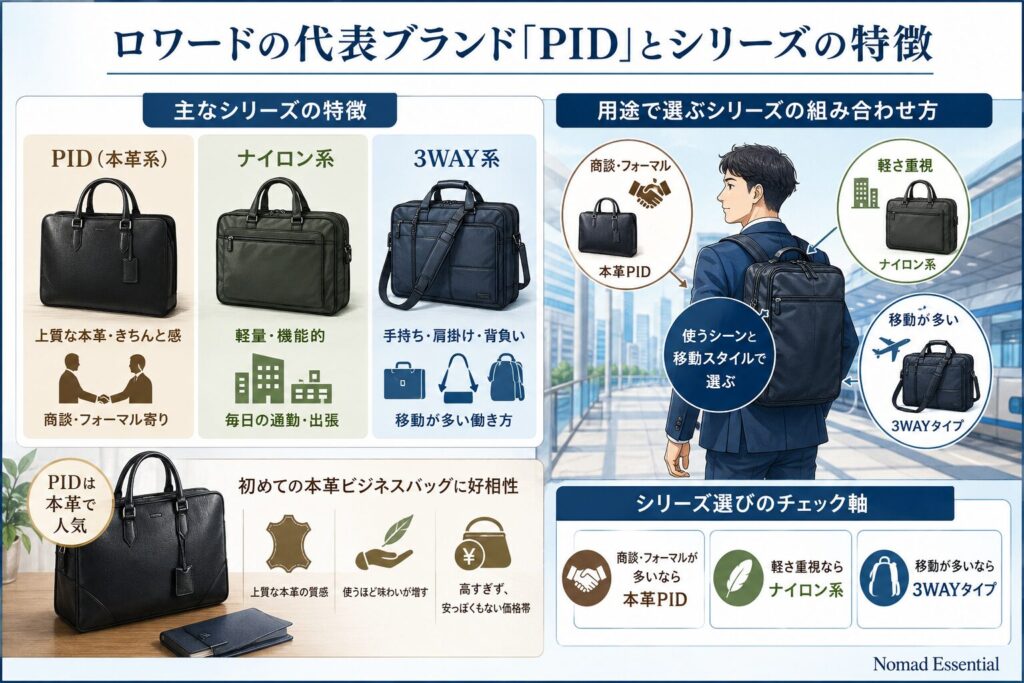 ロワードの代表ブランド「PID」と主なシリーズの特徴