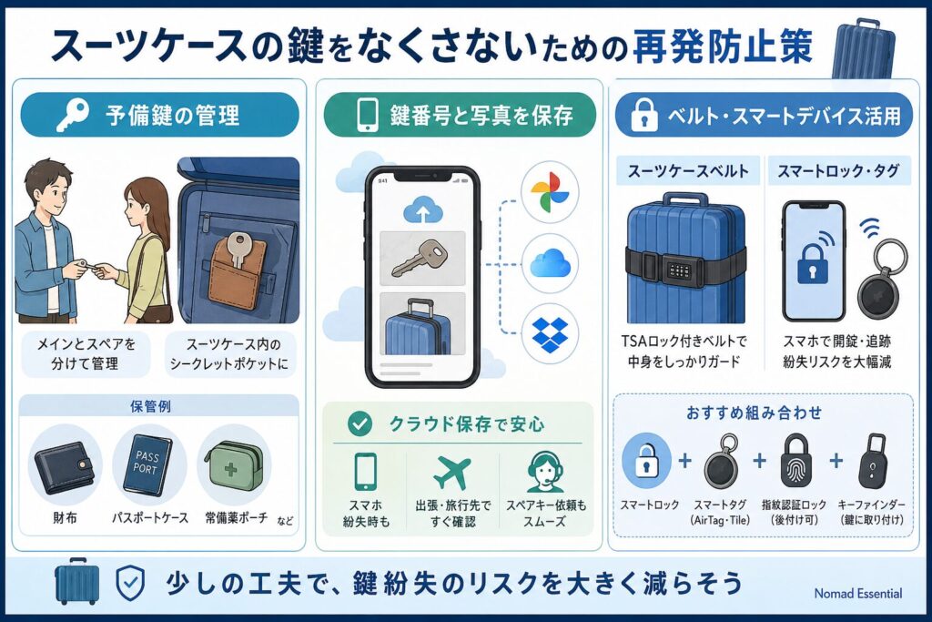 スーツケースの鍵をなくさないための再発防止策