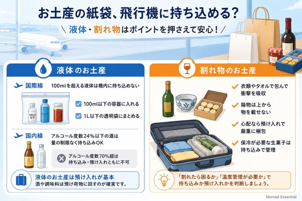 持ち込めるお土産・注意が必要なお土産(液体・割れ物)