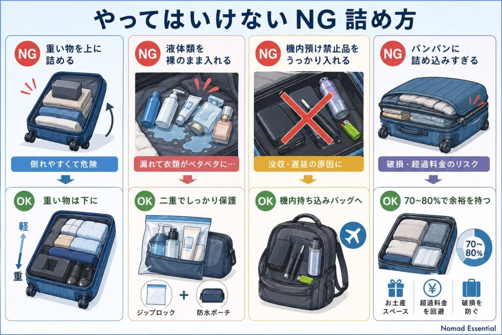 やってはいけないNG詰め方