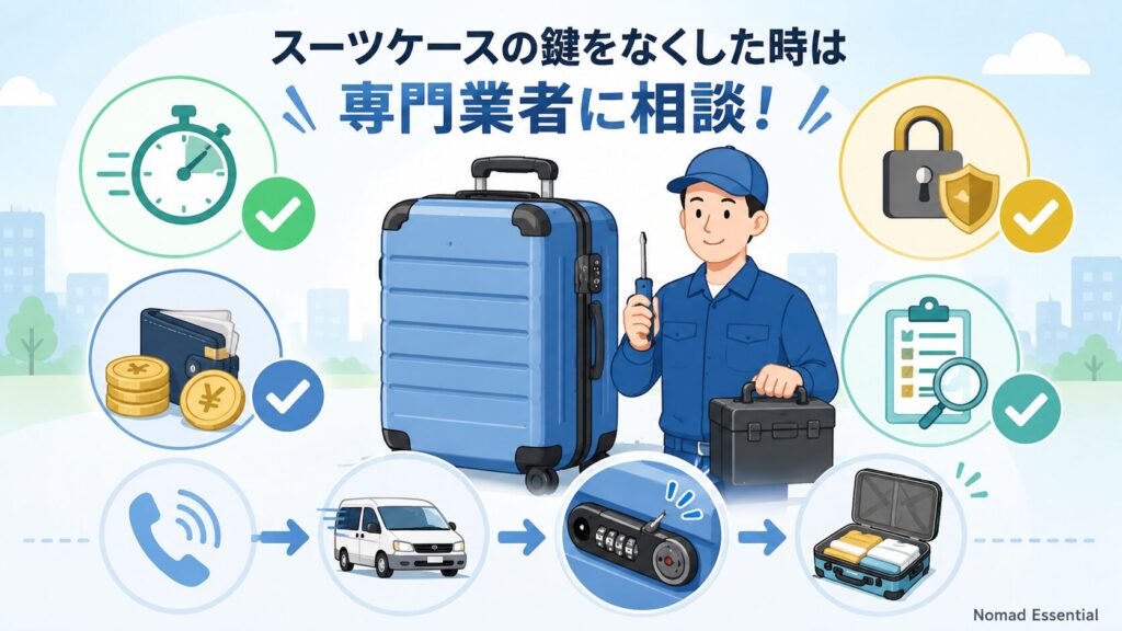 スーツケースの鍵をなくした時の専門業者・サービス活用法