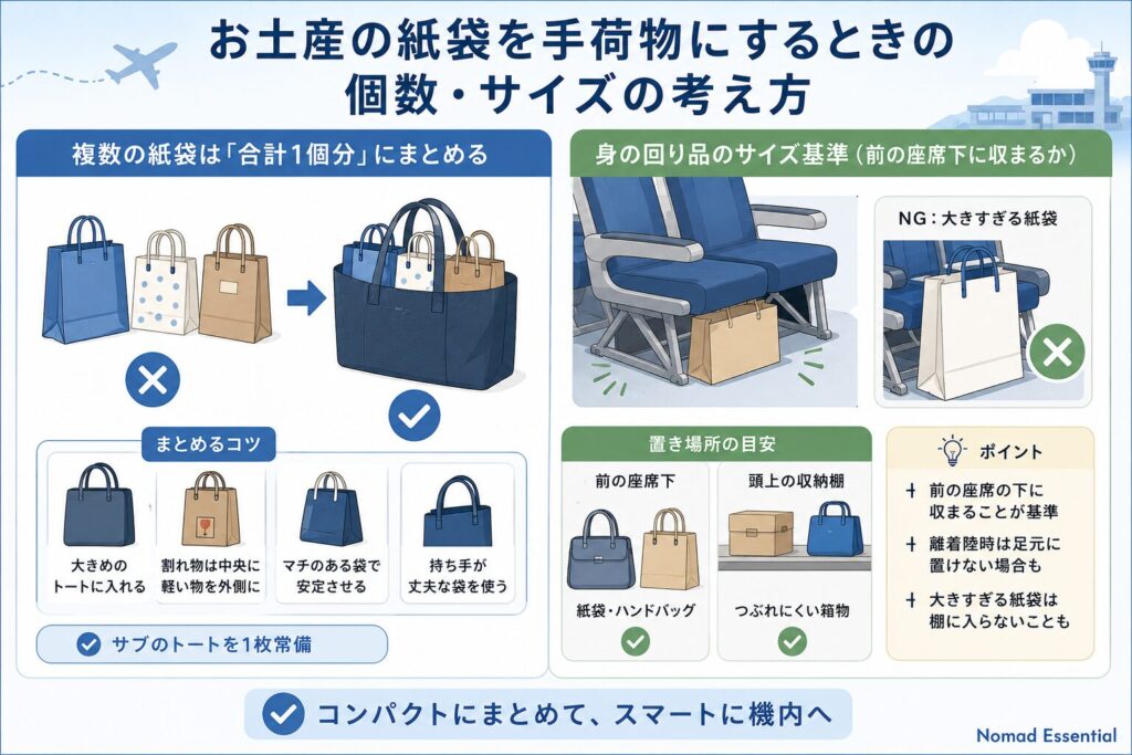 お土産の紙袋を手荷物にするときの個数・サイズの考え方