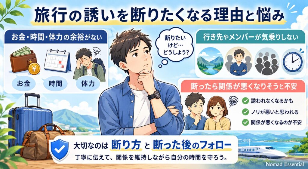 旅行の誘いを断りたくなる理由とよくある悩み