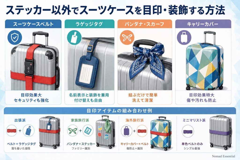 ステッカー以外でスーツケースを目印・装飾する方法