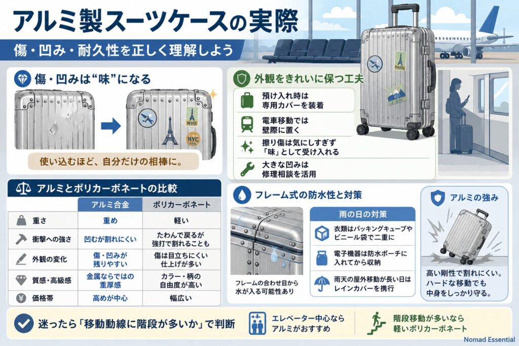 アルミ製ならではの傷・凹み・耐久性の実際