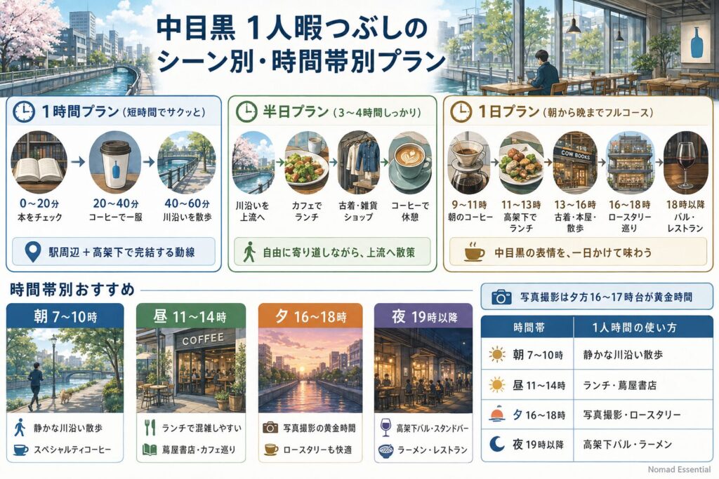 中目黒 1人暇つぶしのシーン別・時間帯別プラン