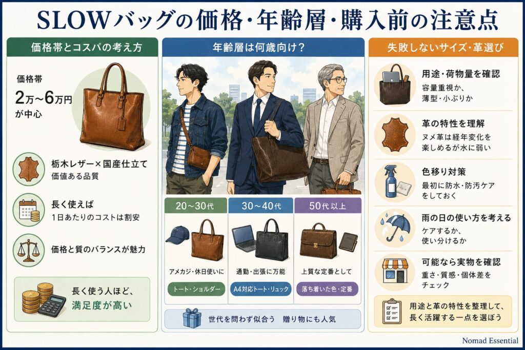 SLOWバッグの価格・年齢層・購入前の注意点