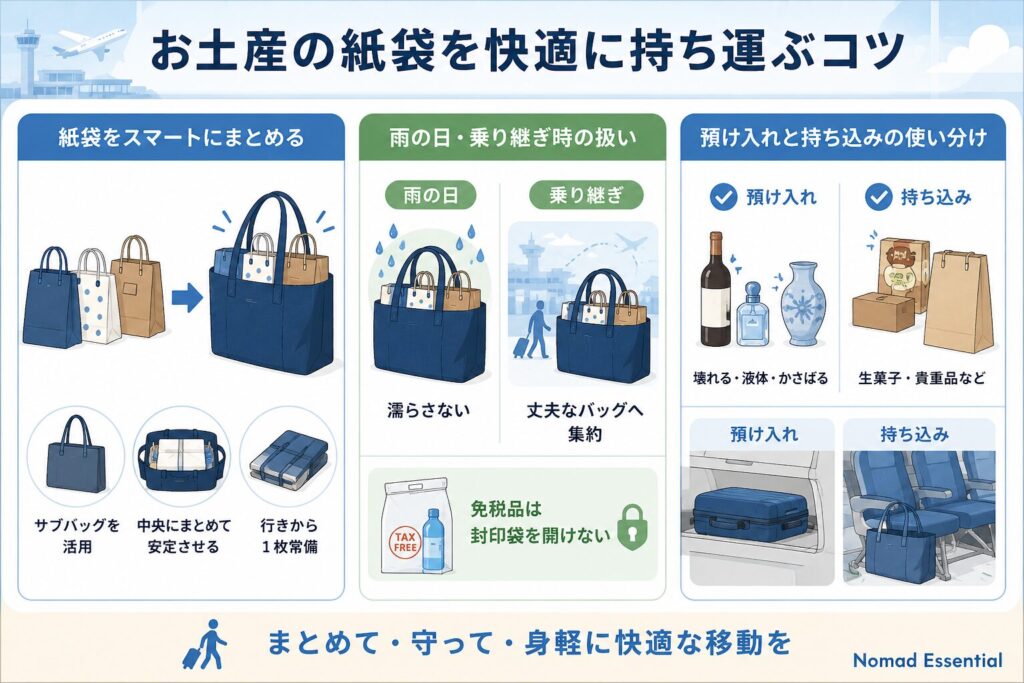 お土産の紙袋を快適に持ち運ぶコツ