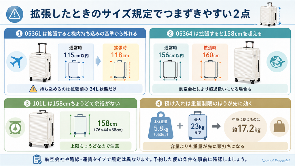 拡張したときのサイズ規定でつまずきやすい2点