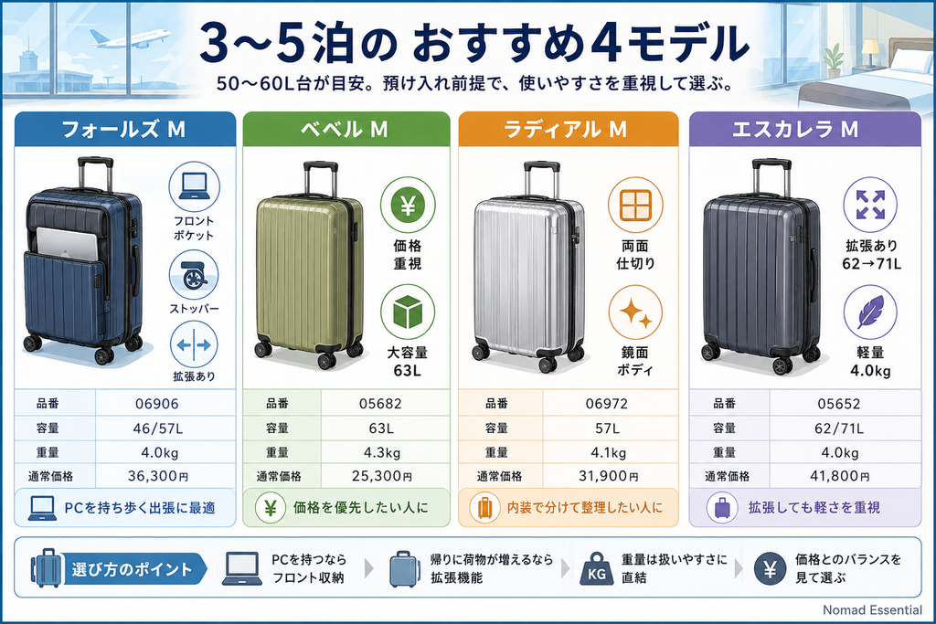 3〜5泊のおすすめ4モデル