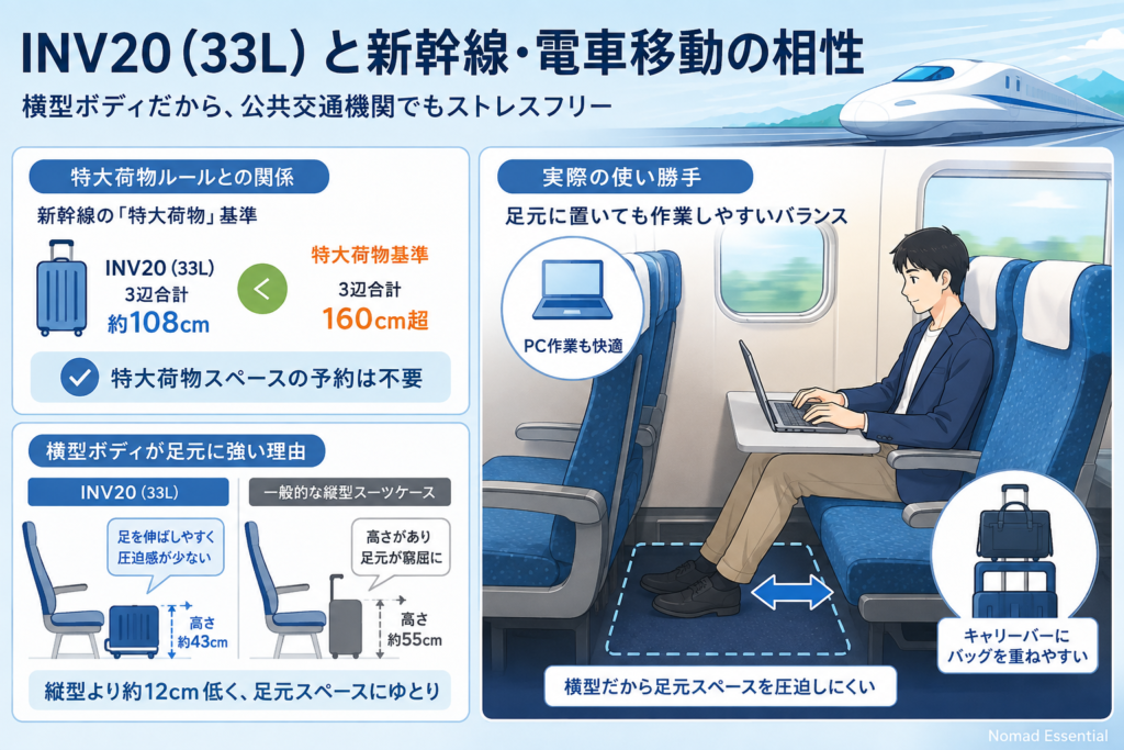 INV20 (33L) と新幹線・電車移動の相性