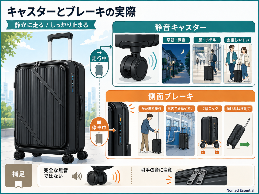 キャスターとブレーキの実際