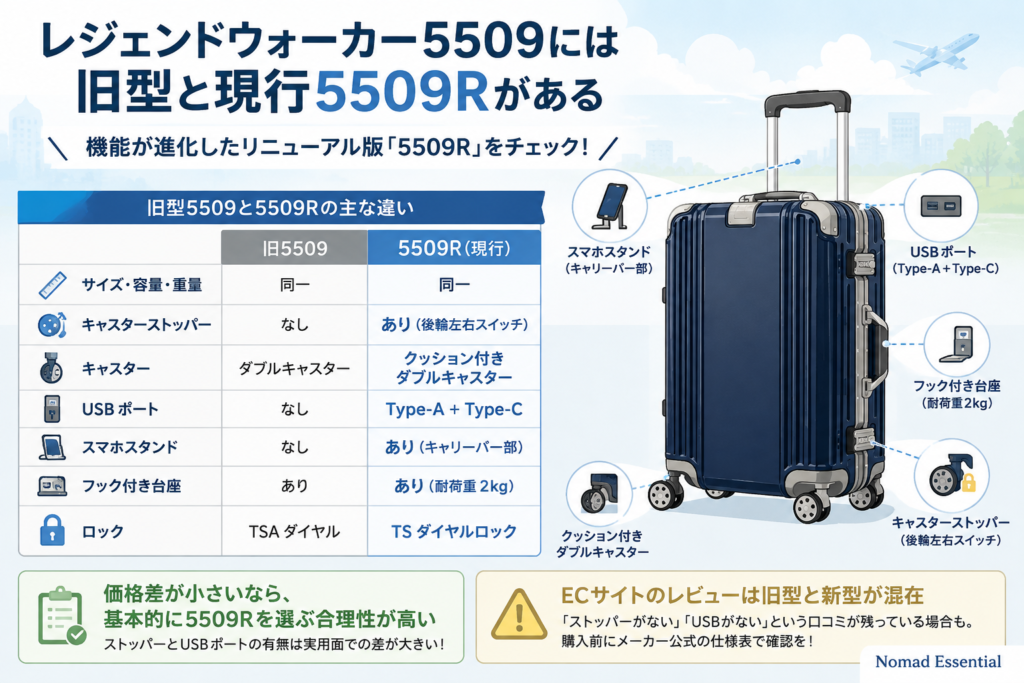 レジェンドウォーカー5509には旧型と現行5509Rがある