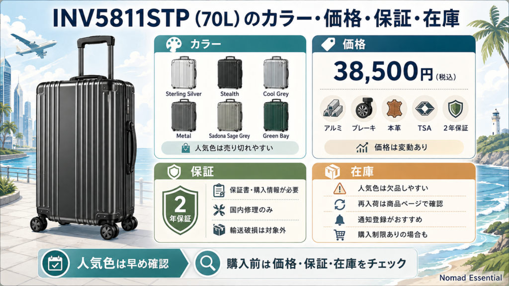 INV5811STP (70L) のカラー・価格・保証・在庫