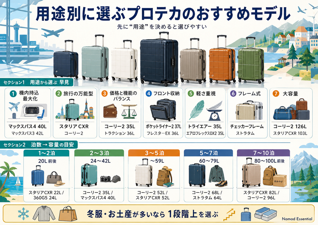 用途別に選ぶプロテカのおすすめモデル