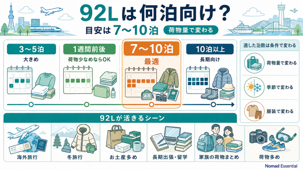 92L は何泊向け? 荷物量別の目安