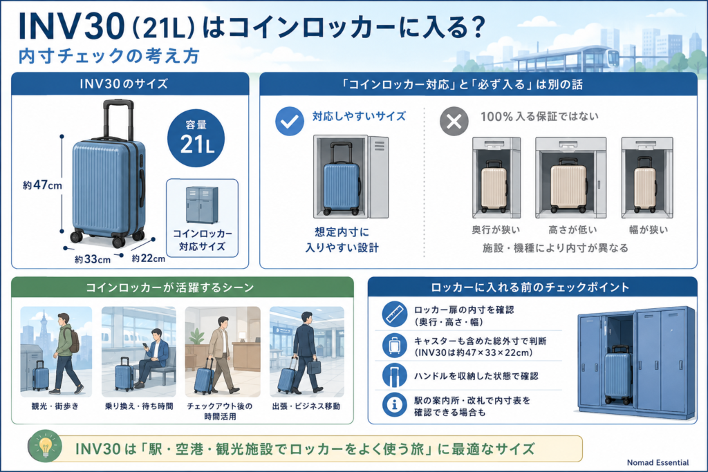 INV30 (21L) はコインロッカーに入る? 内寸チェックの考え方