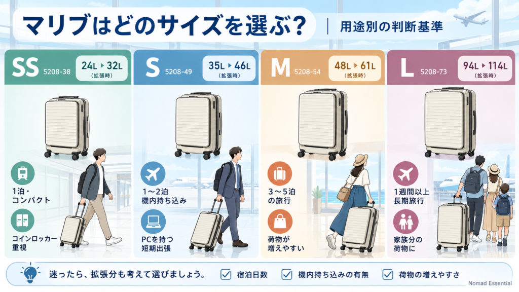 マリブはどのサイズを選ぶ? 用途別の判断基準