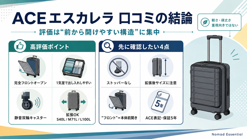 ACEエスカレラの口コミを結論からまとめる