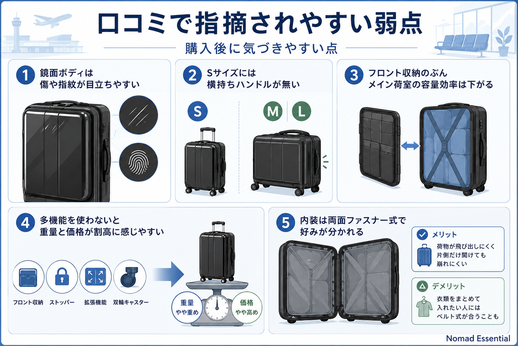 口コミで指摘されやすい弱点