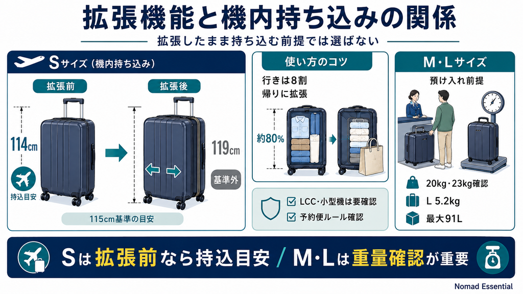 拡張機能と機内持ち込みの関係