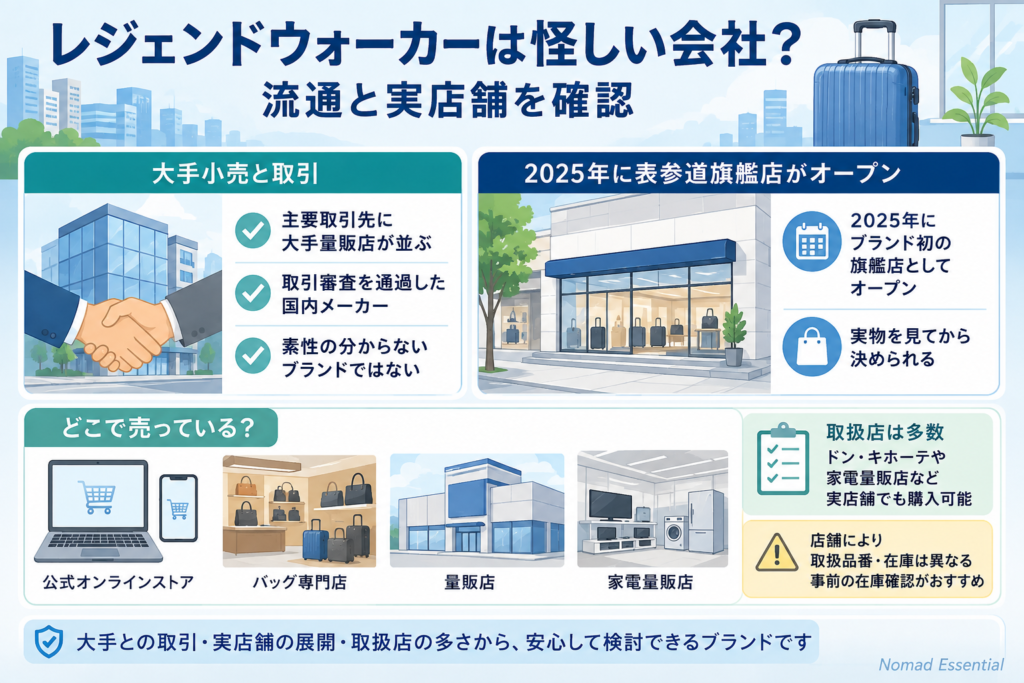 レジェンドウォーカーは怪しい会社? 流通と実店舗を確認