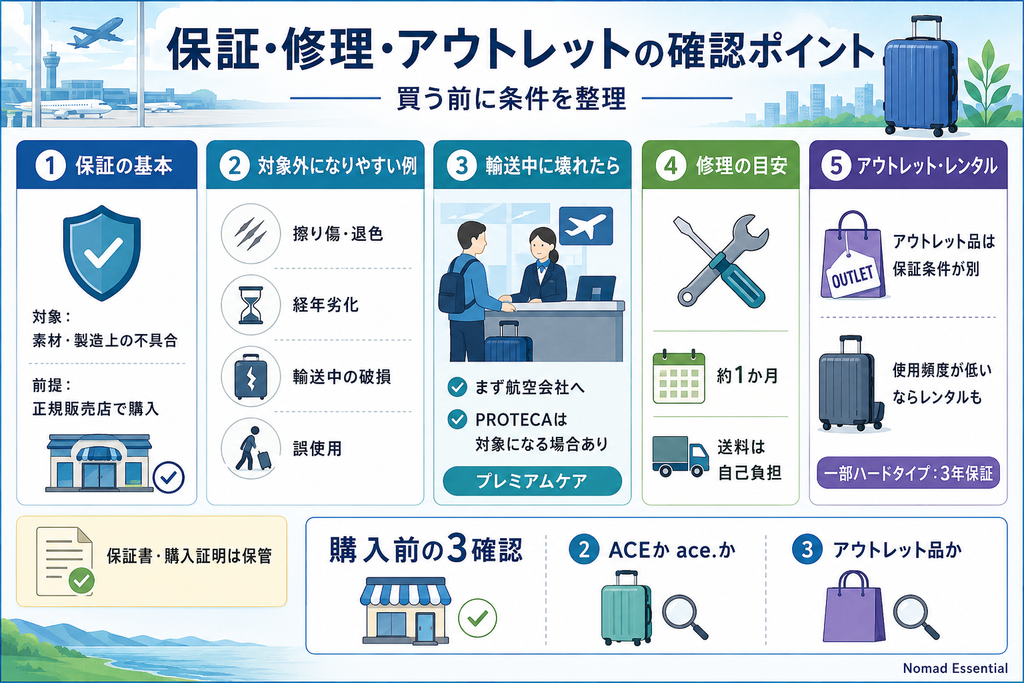 保証・修理・アウトレットの条件を確認しておく