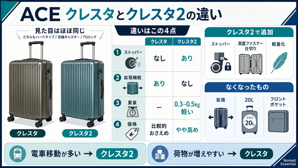 ACE クレスタとクレスタ2の違いは何か