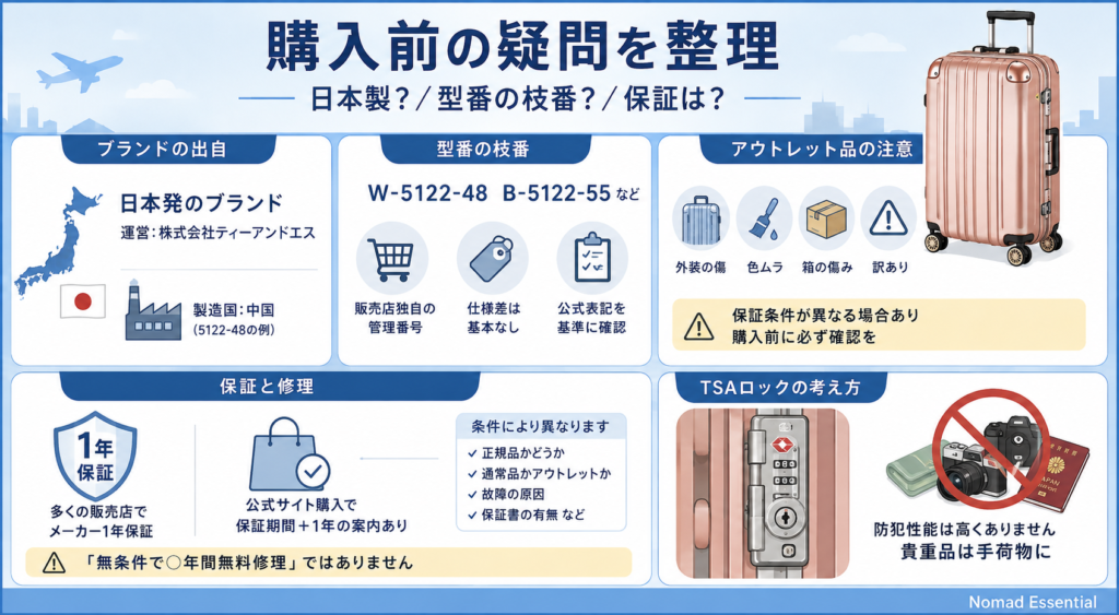日本製? 型番の枝番は? 保証は? — 購入前の疑問を整理