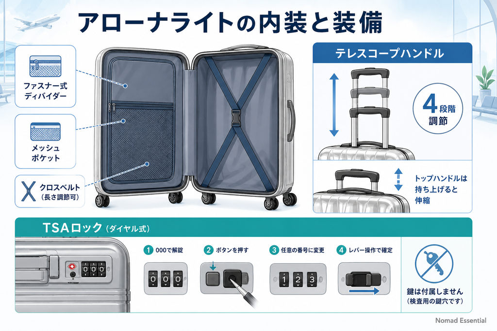 アローナライトの内装と装備