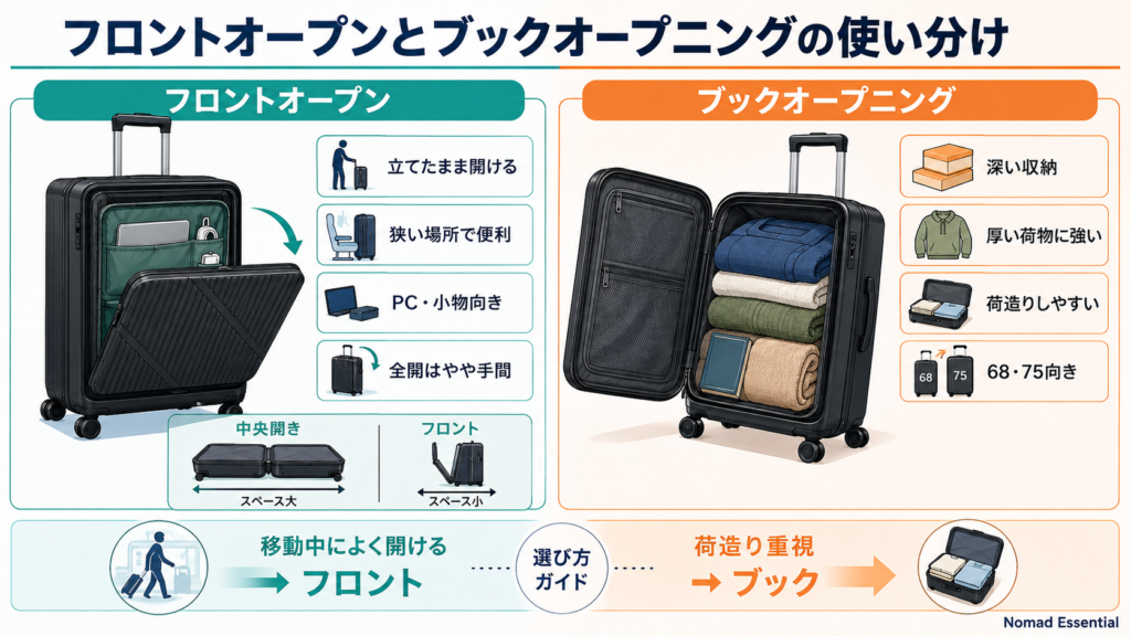 フロントオープンとブックオープニングの使い分け