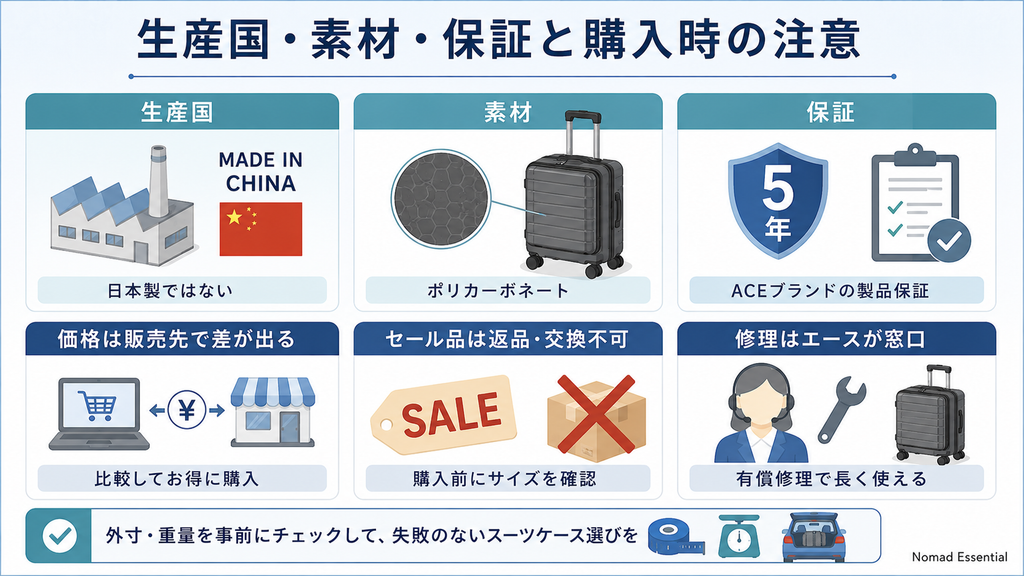 生産国・素材・保証と購入時の注意