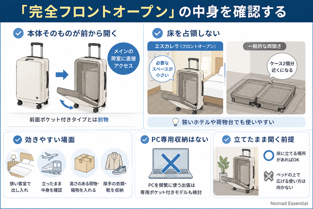 「完全フロントオープン」の中身を確認する