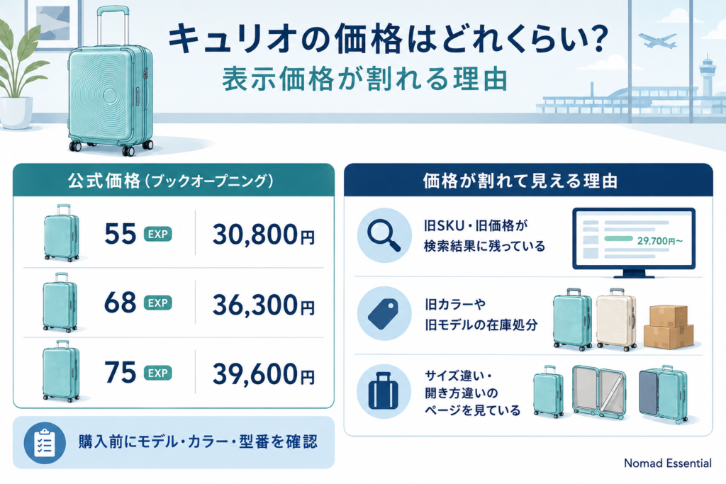 キュリオの価格はどれくらい? 表示価格が割れる理由