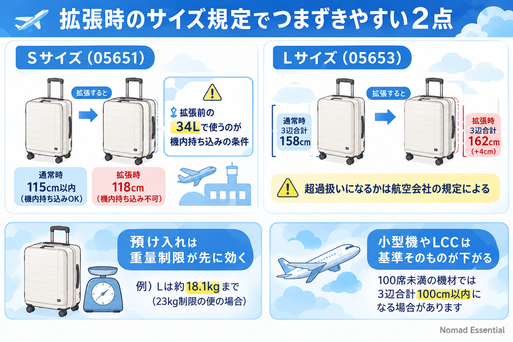 拡張したときのサイズ規定でつまずきやすい2点