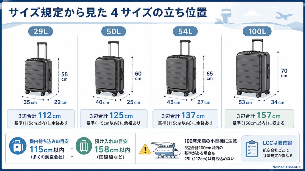 サイズ規定から見た4サイズの立ち位置
